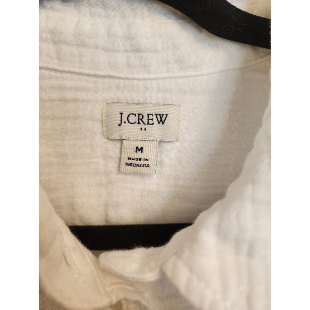 J Crew Womens Top Gauze Button Up Shirt 100% Cotton White Medium Lightweight - Picture 3 of 11